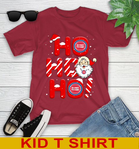 Detroit Pistons NBA Basketball Ho Ho Ho Santa Claus Merry Christmas Shirt Youth T-Shirt 12