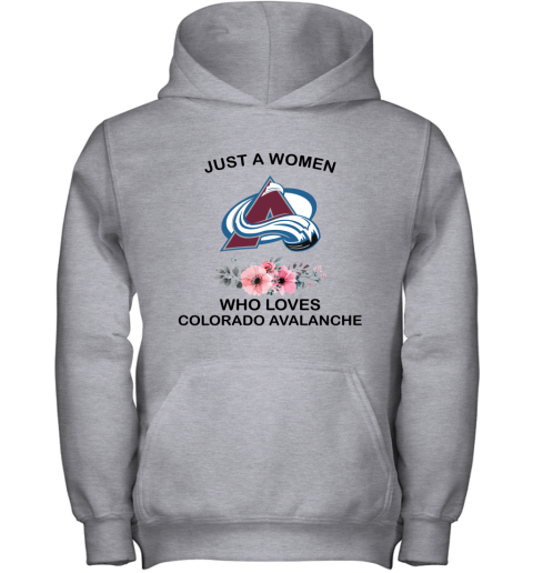 NHL Just A Woman Who Loves Colorado Avalanche Hockey Sports Youth Hoodie