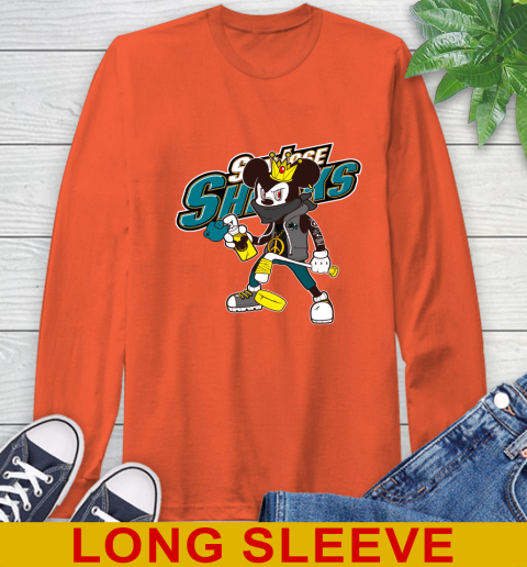 San Jose Sharks NHL Hockey Mickey Peace Sign Sports Long Sleeve T-Shirt 5