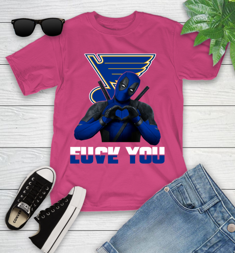 NHL St.Louis Blues Deadpool Love You Fuck You Hockey Sports Youth T-Shirt 11