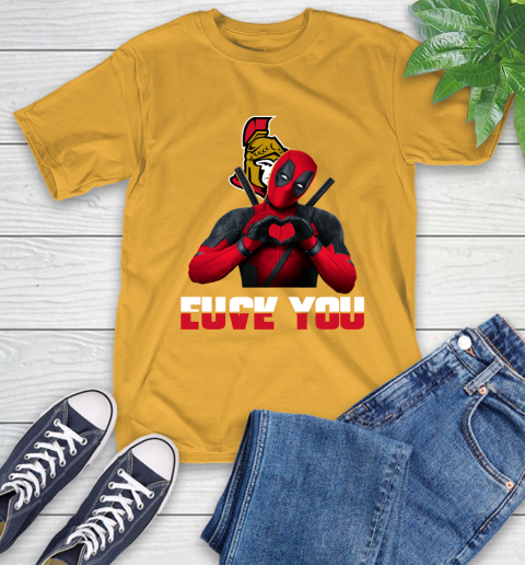 NHL Ottawa Senators Deadpool Love You Fuck You Hockey Sports T-Shirt 2