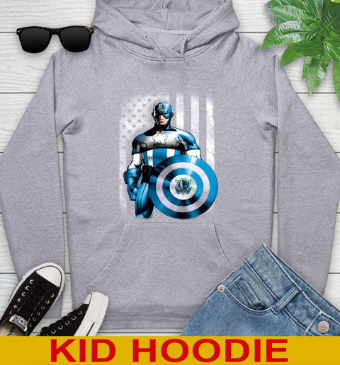 Dallas Mavericks NBA Basketball Captain America Marvel Avengers American Flag Shirt Youth Hoodie 6