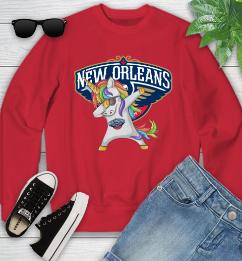 New Orleans Pelicans NBA Basketball Funny Unicorn Dabbing Sports Youth Sweatshirt 9