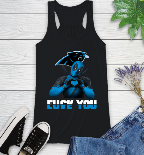 NHL Carolina Panthers Deadpool Love You Fuck You Football Sports Racerback Tank