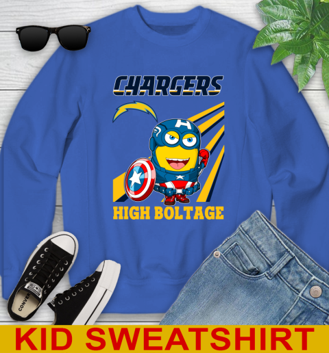 NFL Football Los Angeles Chargers Captain America Marvel Avengers Minion Shirt Youth Sweatshirt 6