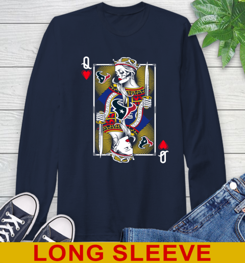 NFL Football Houston Texans The Queen Of Hearts Card Shirt Long Sleeve T-Shirt 3