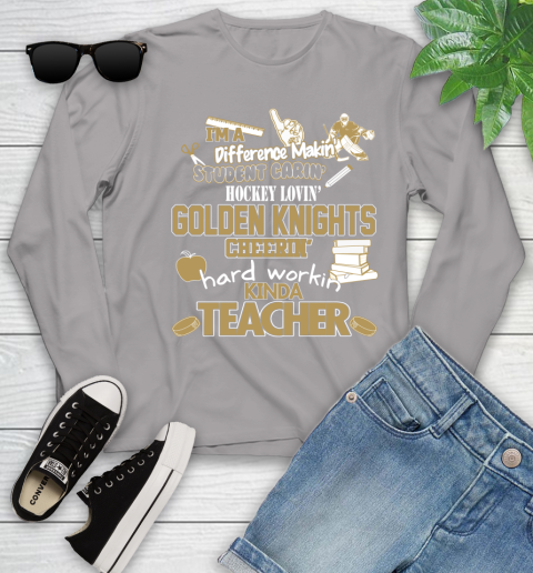 Vegas Golden Knights NHL I'm A Difference Making Student Caring Hockey Loving Kinda Teacher Youth Long Sleeve 5