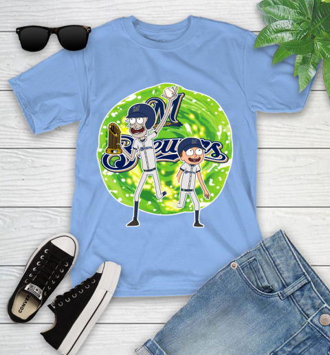 MLB Milwaukee Brewers Rick And Morty Commissioner's Trophy Baseball Sports Youth T-Shirt 11