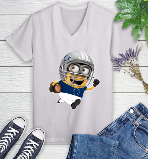 NFL Indianapolis Colts Minions Disney Football Sports Women's V-Neck T-Shirt