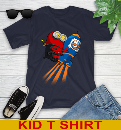 NHL Hockey New York Islanders Deadpool Minion Marvel Shirt Youth T-Shirt 2