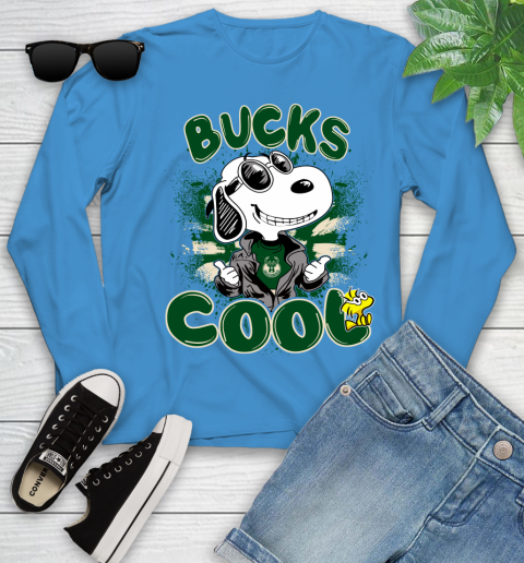 NBA Basketball Milwaukee Bucks Cool Snoopy Shirt Youth Long Sleeve 7