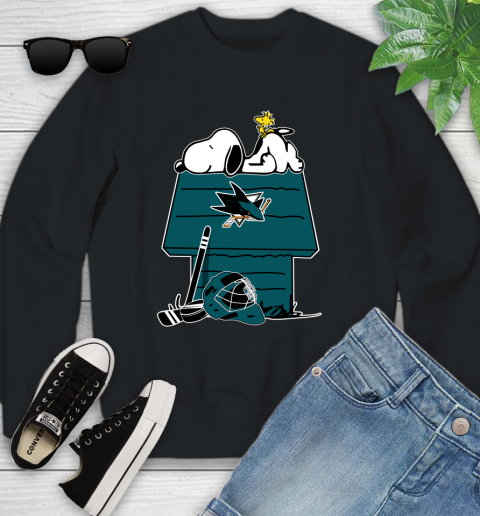 San Jose Sharks NHL Hockey Snoopy Woodstock The Peanuts Movie Youth Sweatshirt 2
