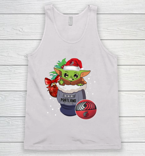 Portland Trail Blazers Christmas Baby Yoda Star Wars Funny Happy NBA Tank Top 2