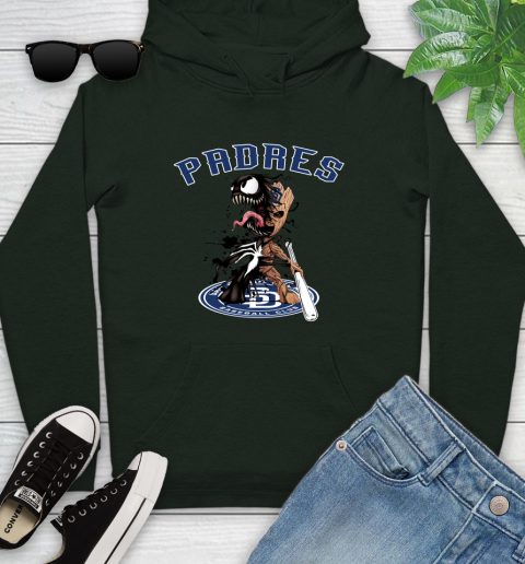 MLB San Diego Padres Baseball Venom Groot Guardians Of The Galaxy Youth Hoodie 13