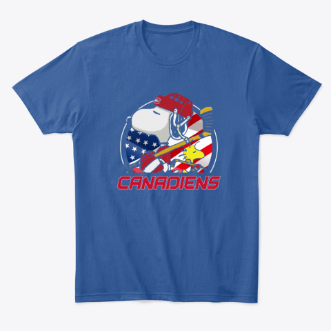 r3hx montreal canadienssnoopy and woodstock nhl classic t shirt 2 front royal