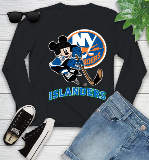 NHL New York Islanders Mickey Mouse Disney Hockey T Shirt Youth Long Sleeve 2