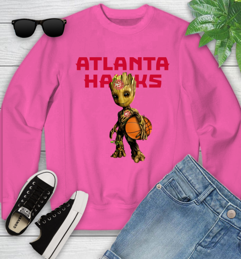 Atlanta Hawks NBA Basketball Groot Marvel Guardians Of The Galaxy Youth Sweatshirt 7