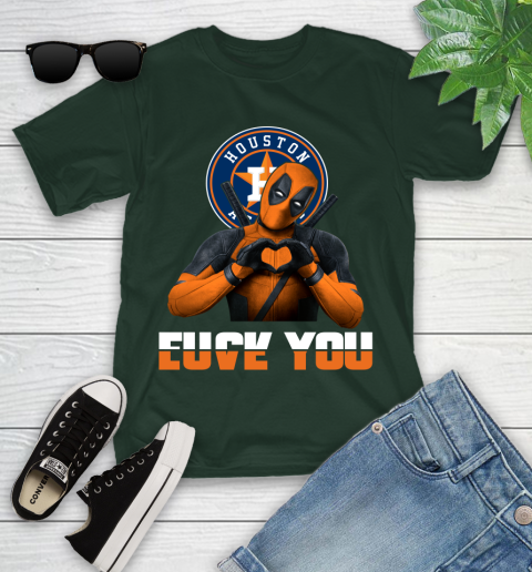 MLB Houston Astros Deadpool Love You Fuck You Baseball Sports Youth T-Shirt 5