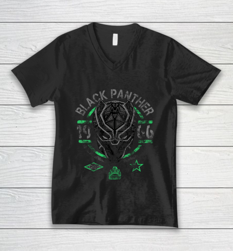 Marvel Black Panther Green Geometric Pattern Vintage V-Neck T-Shirt