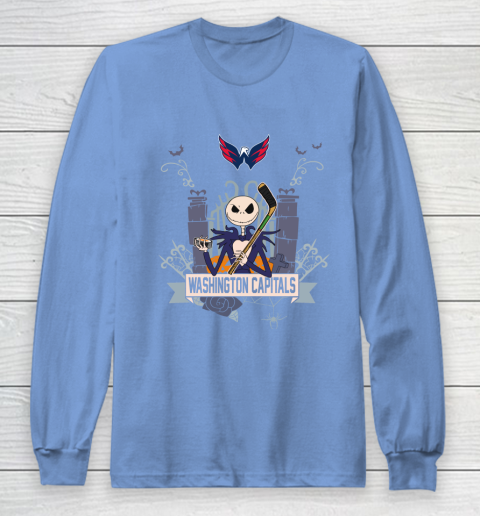 NHL Washington Capitals Hockey Jack Skellington Halloween Long Sleeve T-Shirt 8