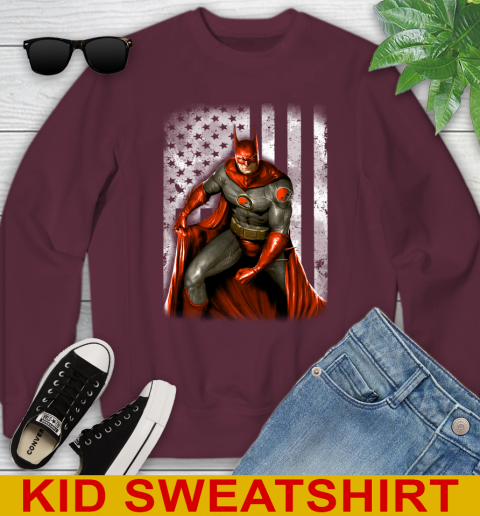 Cleveland Browns NFL Football Batman DC American Flag Shirt Youth Sweatshirt 4