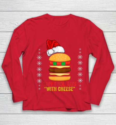 Happy Holidays with Cheese shirt Christmas cheeseburger Gift Youth Long Sleeve 8