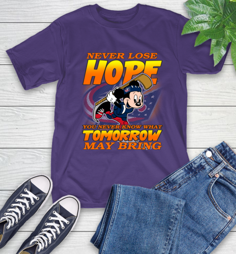 Columbus Blue Jackets NHL Hockey ootball Mickey Disney Never Lose Hope T-Shirt 5