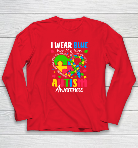 I Wear Blue For My Son Autism Awareness Long Sleeve T-Shirt 6