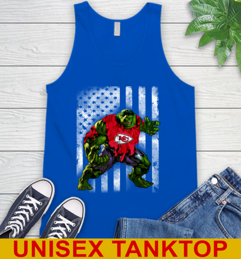 Kansas City Chiefs Hulk Marvel Avengers NFL Football American Flag Tank Top 4