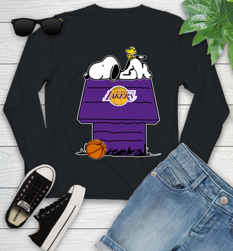 Los Angeles Lakers NBA Basketball Snoopy Woodstock The Peanuts Movie Youth Long Sleeve 2