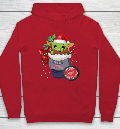 Detroit Red Wings Christmas Baby Yoda Star Wars Funny Happy NHL Hoodie 10