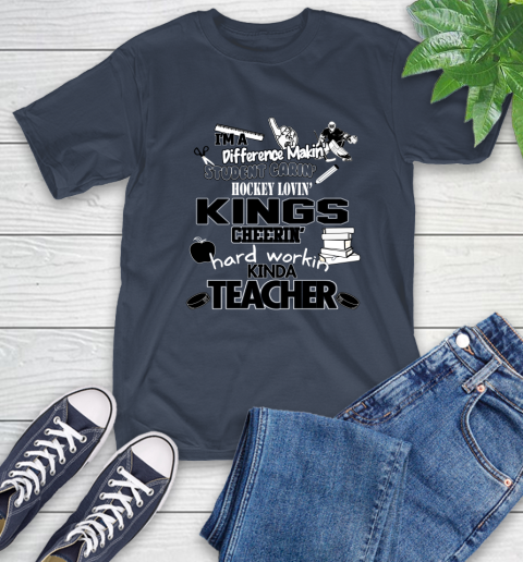 Los Angeles Kings NHL I'm A Difference Making Student Caring Hockey Loving Kinda Teacher T-Shirt 3