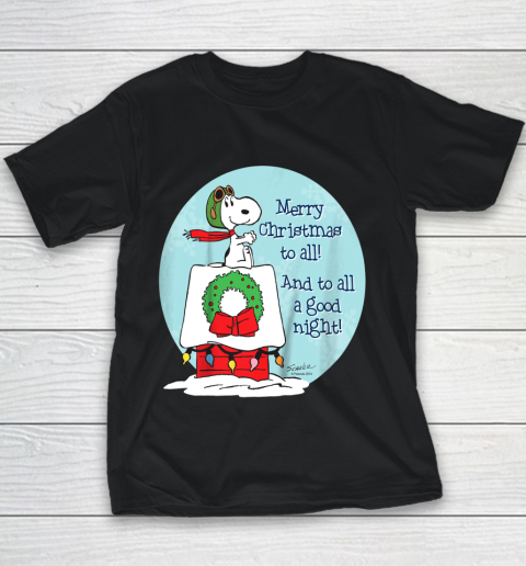 Peanuts Snoopy Merry Christmas and to all Good Night Youth T-Shirt