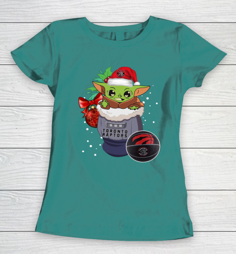 Toronto Raptors Christmas Baby Yoda Star Wars Funny Happy NBA Women's T-Shirt 12