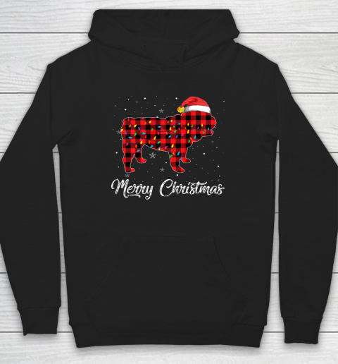 Christmas English Bulldog Red Plaid Dog Lover Pajama Gift Hoodie