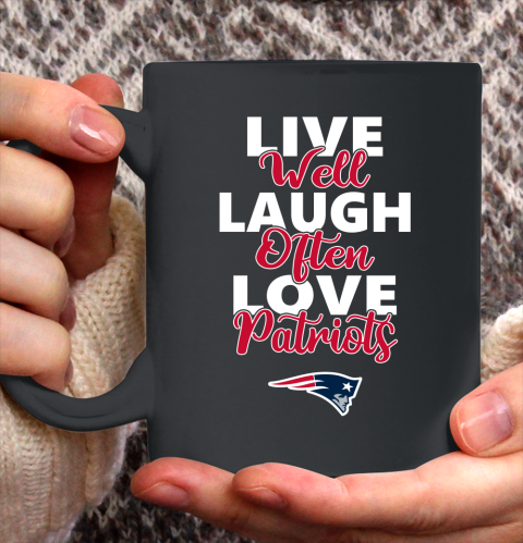 NFL Football New England Patriots Live Well Laugh Often Love Shirt Ceramic Mug 15oz