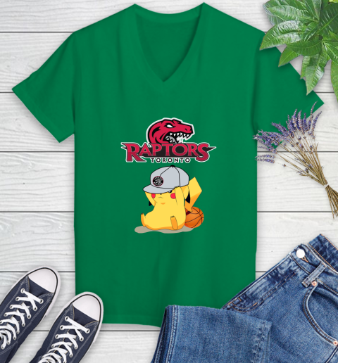 NBA Pikachu Basketball Sports Toronto Raptors Women's V-Neck T-Shirt 5