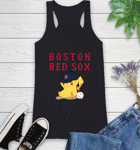MLB Pikachu Baseball Sports Boston Red Sox Racerback Tank 2