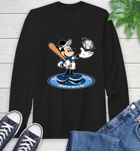 MLB Baseball Kansas City Royals Cheerful Mickey Disney Shirt Long Sleeve T-Shirt