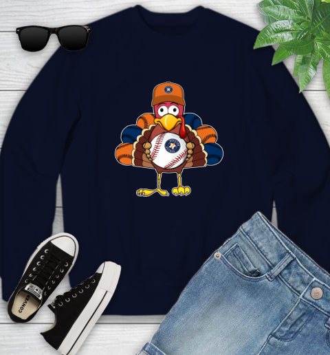 Houston Astros Turkey thanksgiving Youth Sweatshirt 3