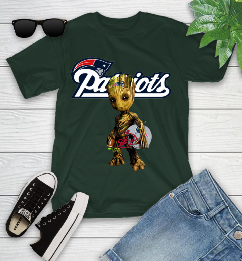 New England Patriots NFL Football Groot Marvel Guardians Of The Galaxy Youth T-Shirt 5