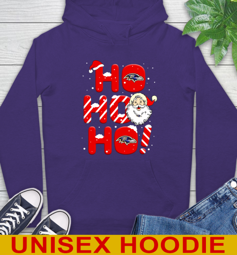 Baltimore Ravens NFL Football Ho Ho Ho Santa Claus Merry Christmas Shirt Hoodie 5