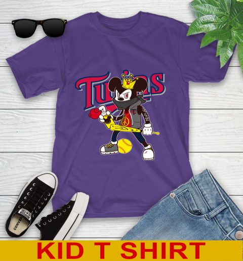 Minnesota Twins MLB Baseball Mickey Peace Sign Sports Youth T-Shirt 4