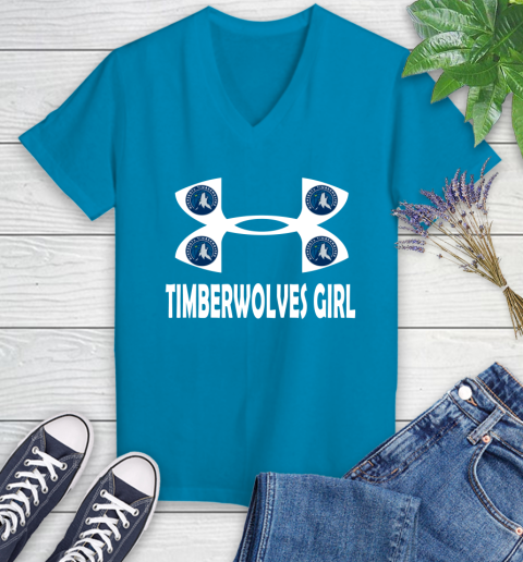 NBA Minnesota Timberwolves Girl Under Armour Basketball Sports Women's V-Neck T-Shirt 7