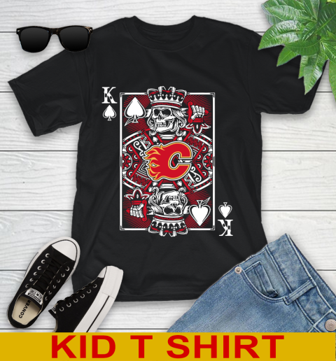 Calgary Flames NHL Hockey The King Of Spades Death Cards Shirt Youth T-Shirt