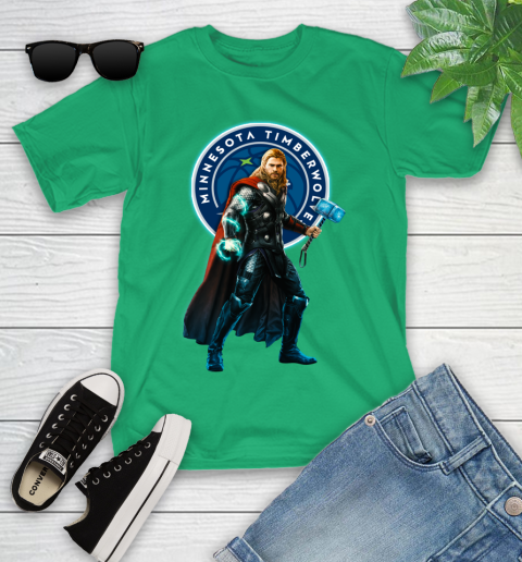 NBA Thor Avengers Endgame Basketball Minnesota Timberwolves Youth T-Shirt 6