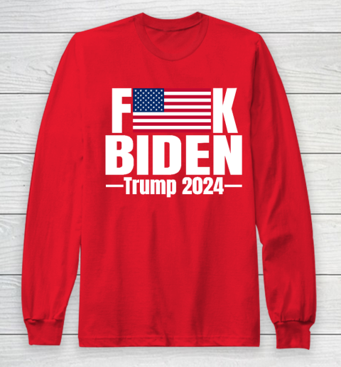 Fuck Biden American Flag Trump 2024 Long Sleeve T-Shirt 7