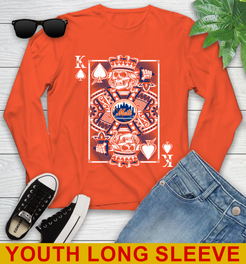 New York Mets MLB Baseball The King Of Spades Death Cards Shirt Youth Long Sleeve 3