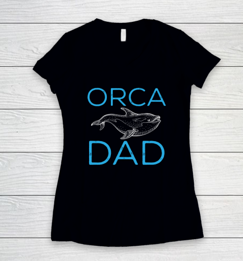 Funny Orca Lover Graphic for Boys Men Dads Whale Women's V-Neck T-Shirt