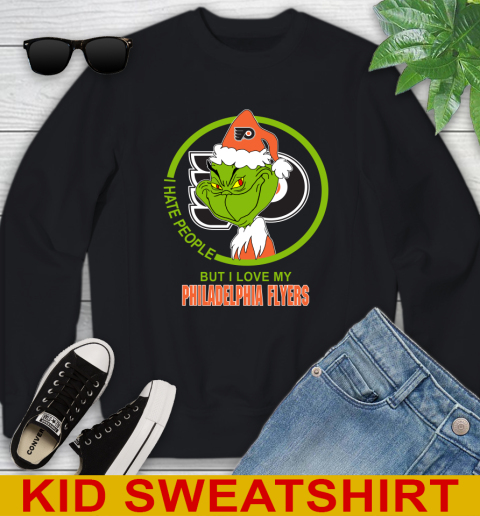 Philadelphia Flyers NHL Christmas Grinch I Hate People But I Love My Favorite Hockey Team Youth Sweatshirt 2